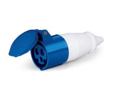 ENCHUFE INDUSTRIAL HEMBRA VOLANTE IP44 16A 2P+T 220V 6H AZUL