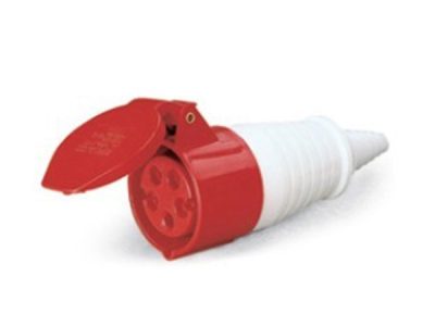 ENCHUFE INDUSTRIAL HEMBRA VOLANTE IP44 32A 3P+N+T 380V 6H ROJO